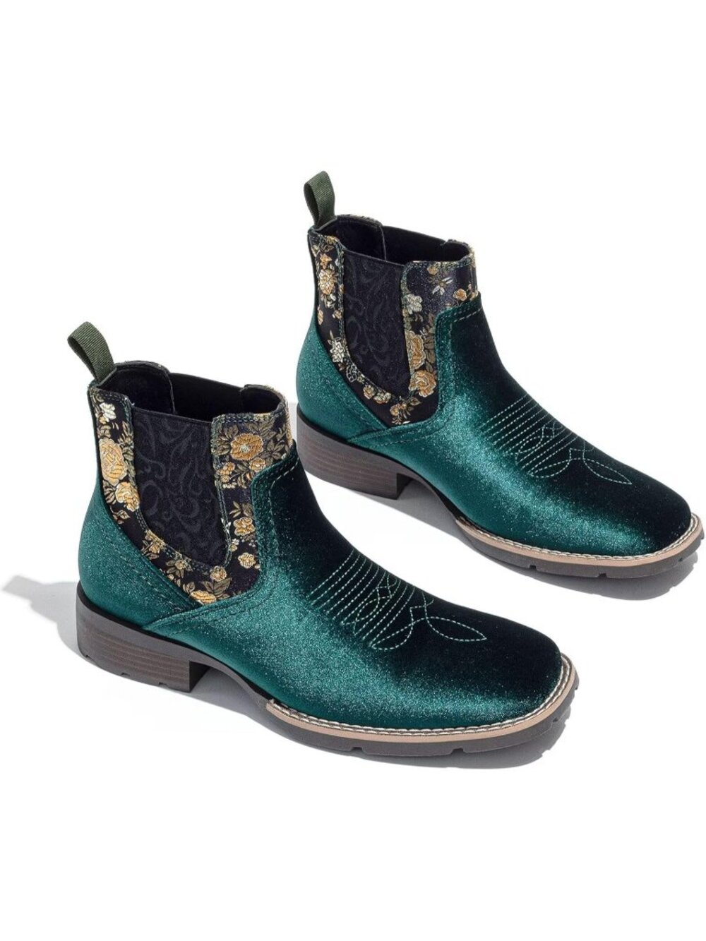 🆕Men's Green Chelsea Boots Suede Ankle Boots Comfortable Slip-On Dress Boots